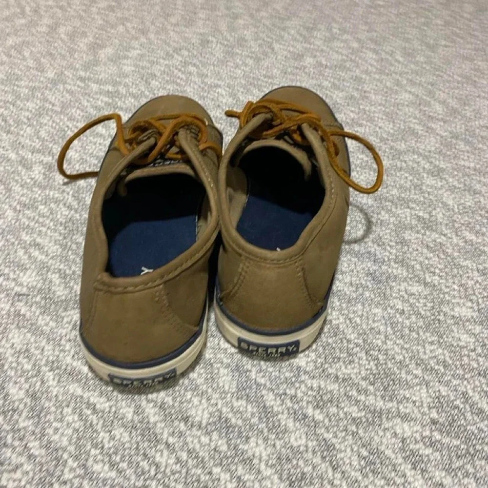 Sperry top sider green/ brown sneakers upper leather women 6.5 M.